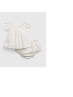 GAP Baby Girl 2-Piece Crinkle Gauze Crochet Outfit Set 6-12M